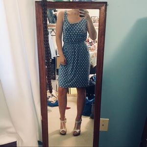 Blue and white patterned dress
